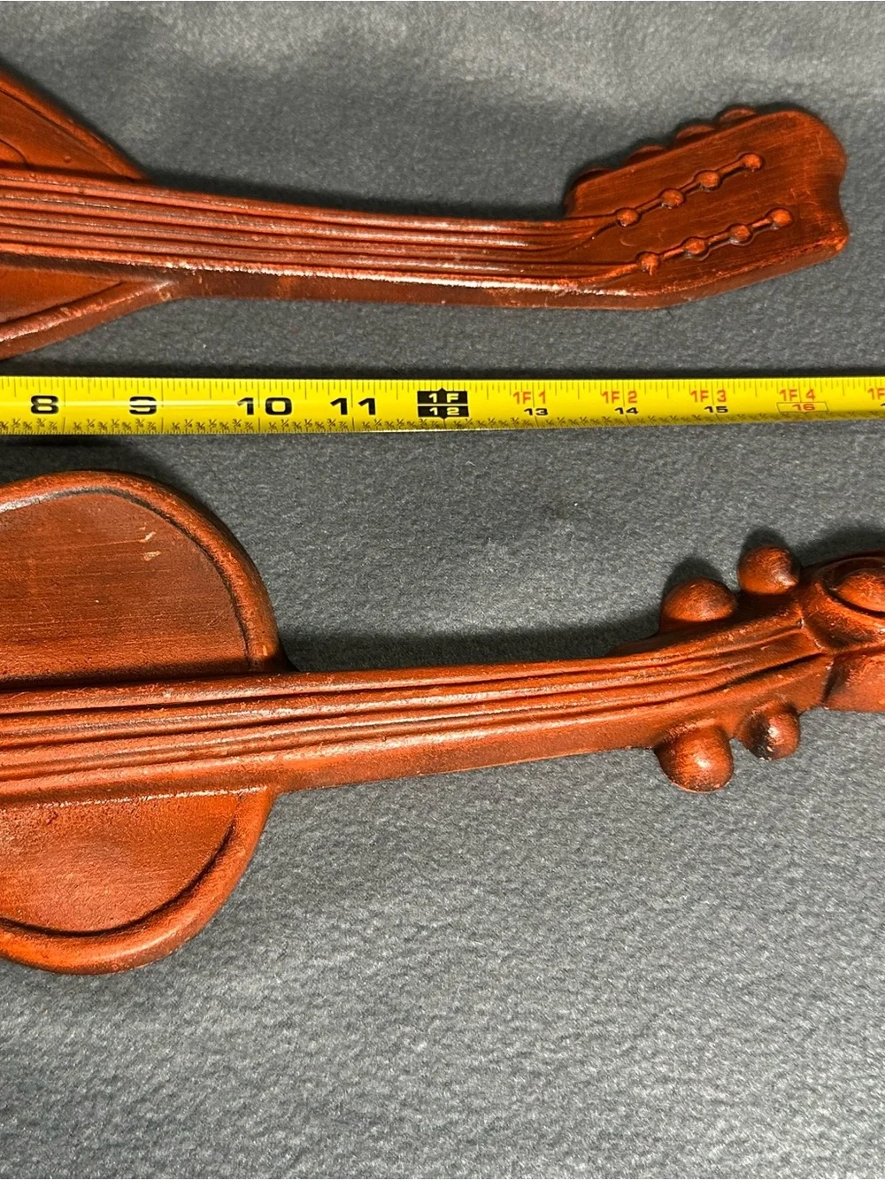 MCM- Rust Brown Decorative Wall Violin and Lute Set - cast metal